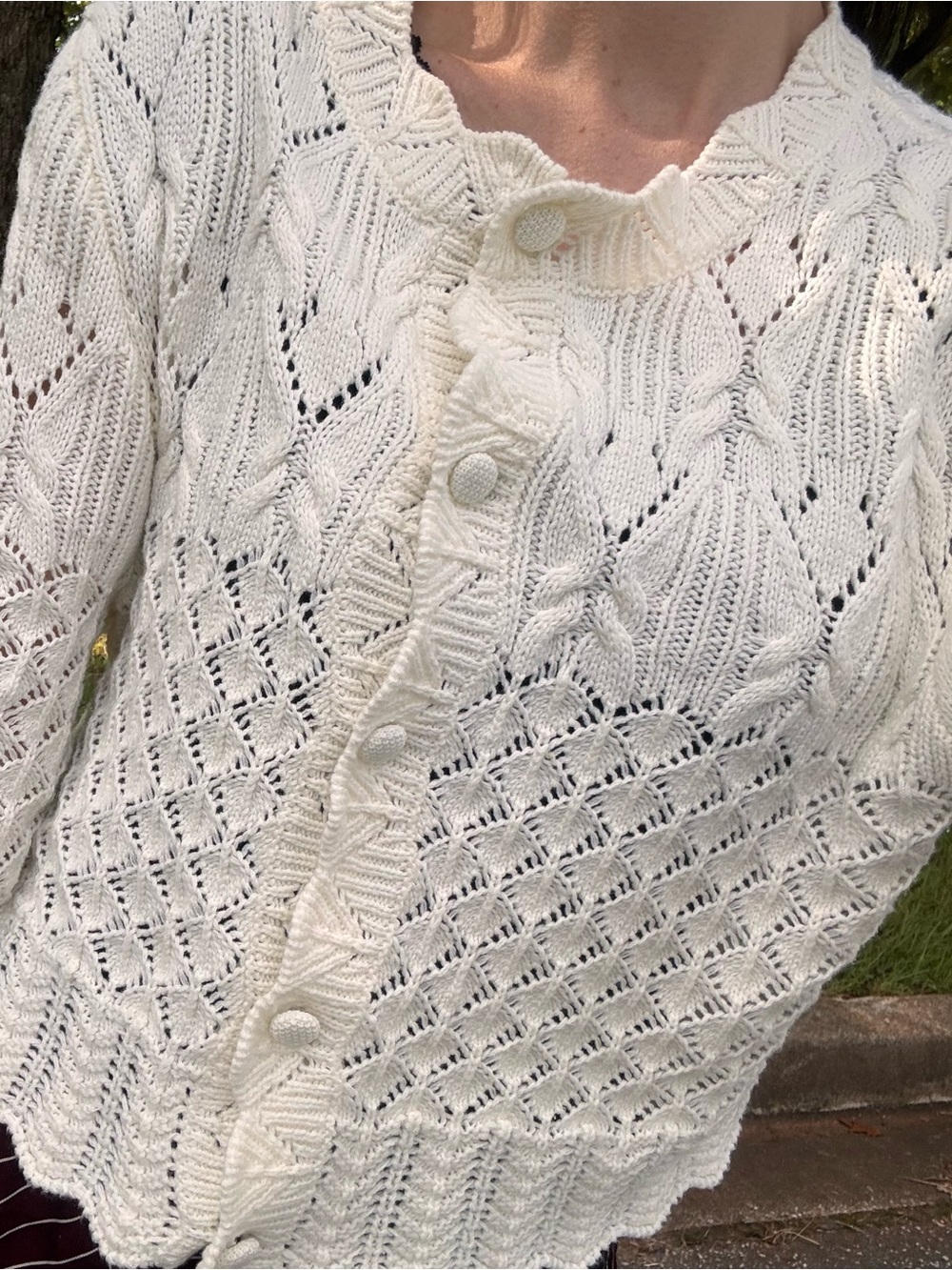NWOT House of Harlow 1960 Cream Cable-Knit Scoop Neck Sweater